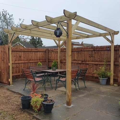 Timber pergola with - base, plate