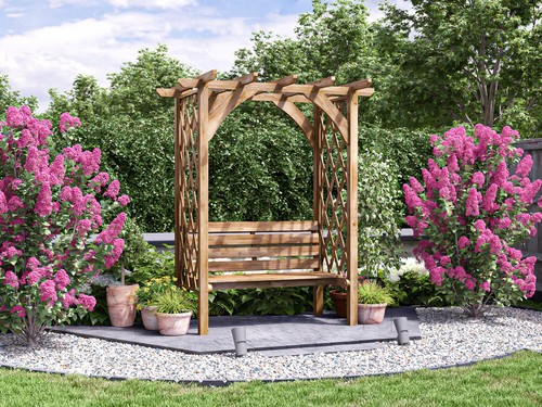 Wooden pergola with seat - wooden,