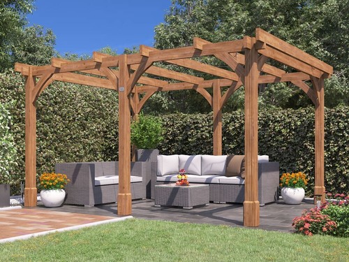 Wooden pergola kit 4x3m diy - wooden,